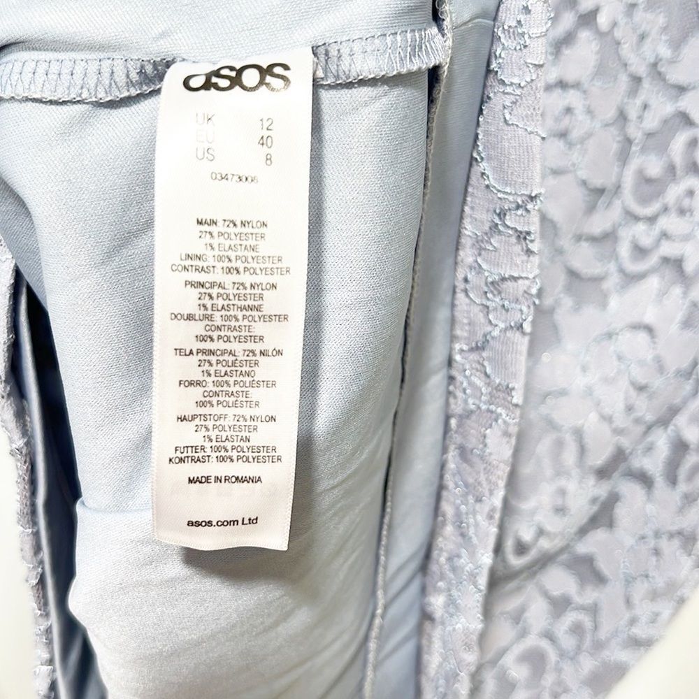 ASOS Maternity Exclusive Lace Bodycon Dress With Ribbon Detail Blue size 8 - Picture 9 of 10